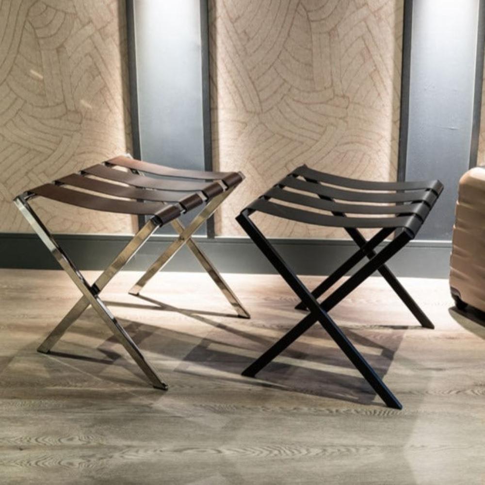 Chugach-Foldable Metal Luggage Rack with Genuie Leather from VITAHOME DESIGN LLC