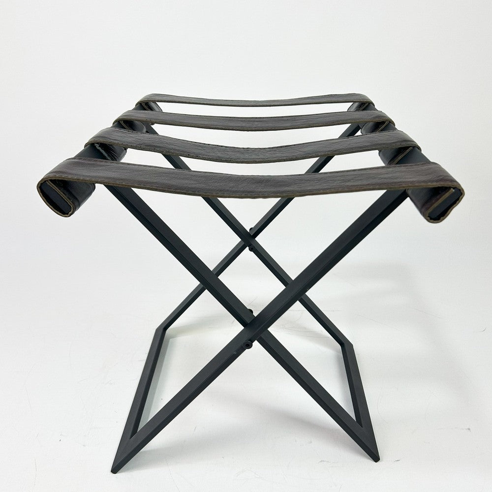 Foldable Metal Luggage Rack with Genuie Leather from VITAHOME DESIGN LLC