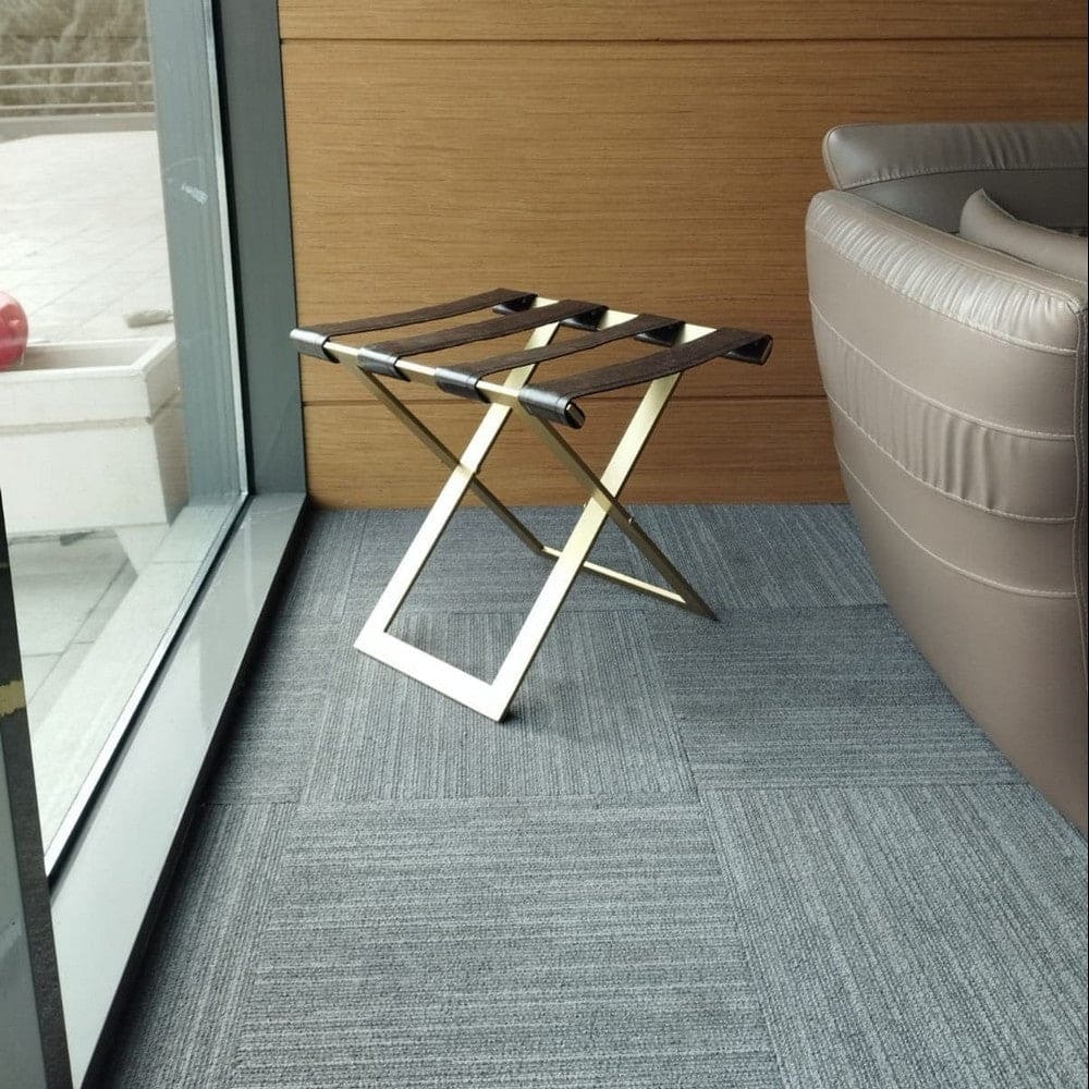 Foldable Metal Luggage Rack with Genuie Leather from VITAHOME DESIGN LLC