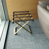 Foldable Metal Luggage Rack with Genuie Leather from VITAHOME DESIGN LLC