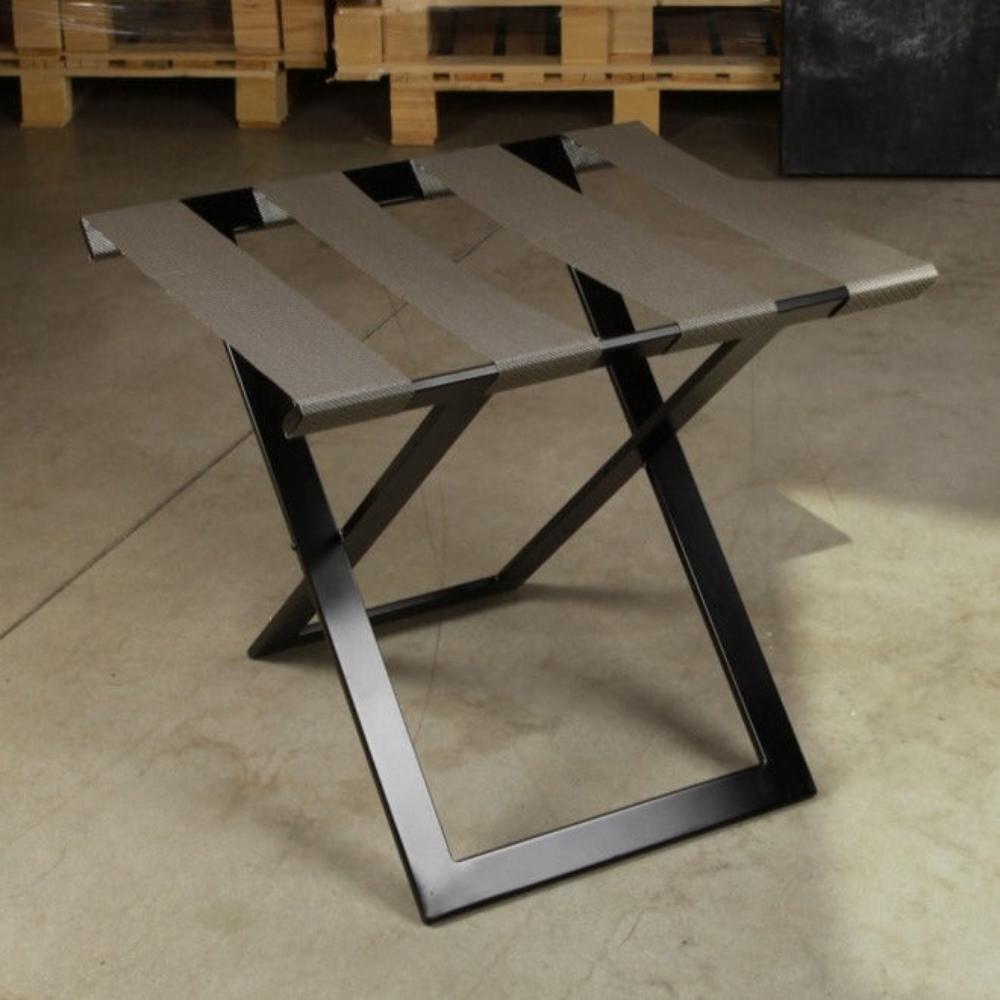 Ashley-Foldable Metal Luggage Rack with Genuine Leather from VITAHOME DESIGN LLC