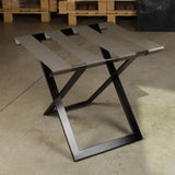 Ashley-Foldable Metal Luggage Rack with Genuine Leather from VITAHOME DESIGN LLC