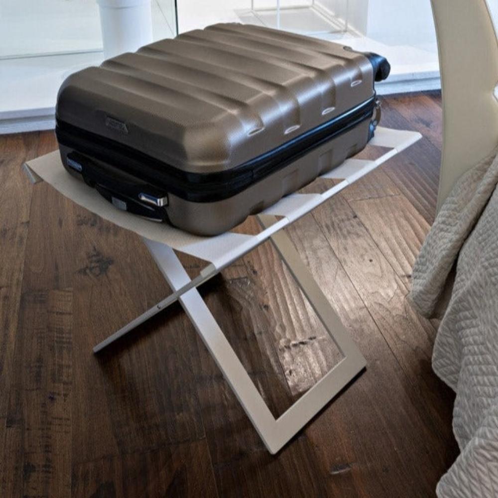 Bienville-Foldable Metal Luggage Rack with Genuie Leather from VITAHOME DESIGN LLC