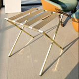Boise-Foldable Metal Luggage Rack with Genuie Leather from VITAHOME DESIGN LLC