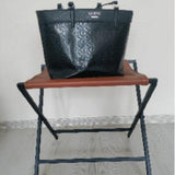 Foldable Metal Suitcase Rack with Genuie Leather from VITAHOME DESIGN LLC