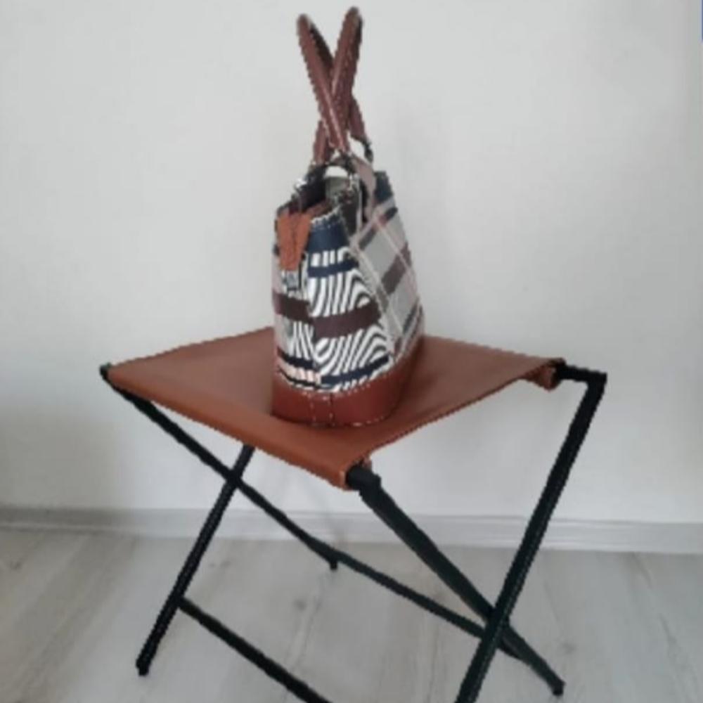 Foldable Metal Suitcase Rack with Genuie Leather from VITAHOME DESIGN LLC