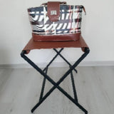 Foldable Metal Suitcase Rack with Genuie Leather from VITAHOME DESIGN LLC