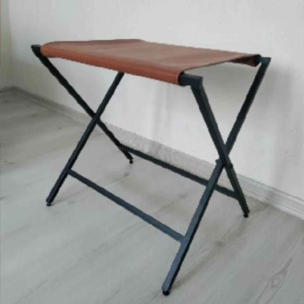 Foldable Metal Suitcase Rack with Genuie Leather from VITAHOME DESIGN LLC