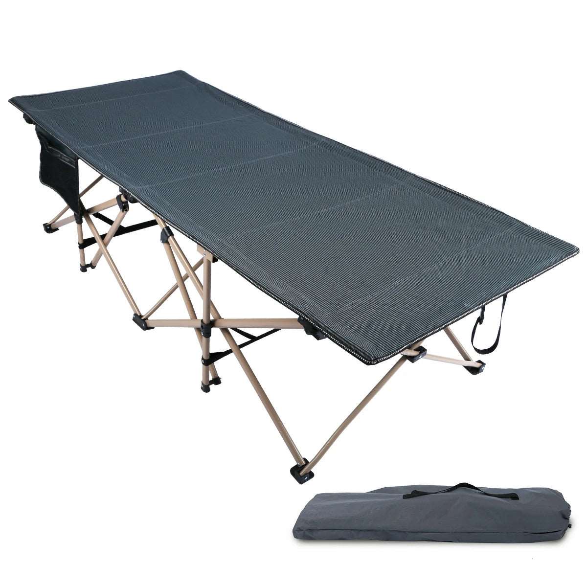Extra Wide Folding Camping Cot for Adults, Grey Blue Green From Redcamp
