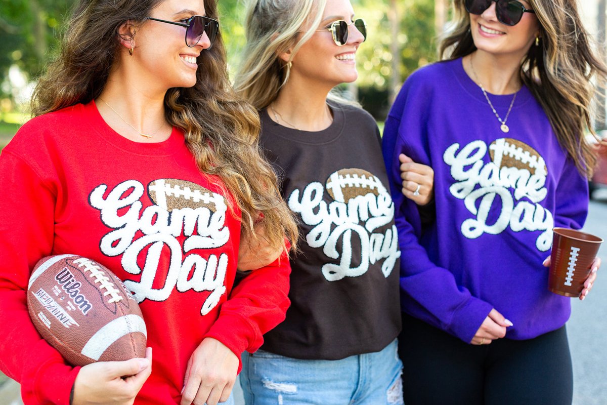 Football 'Gameday' Letter Patch Crewneck Sweatshirt from United Monograms