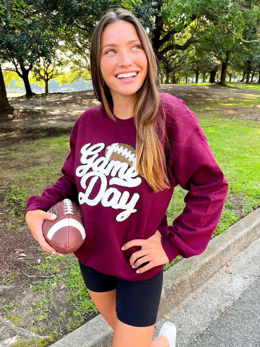Football 'Gameday' Letter Patch Crewneck Sweatshirt from United Monograms