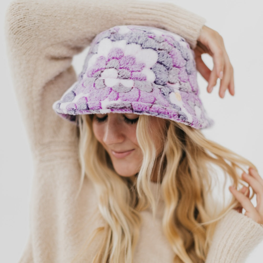 Forget Me Not Flower Fur Bucket Hat from Pretty Simple