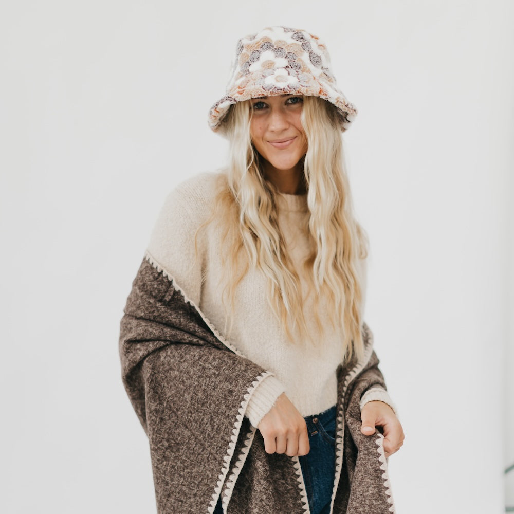 Forget Me Not Flower Fur Bucket Hat from Pretty Simple