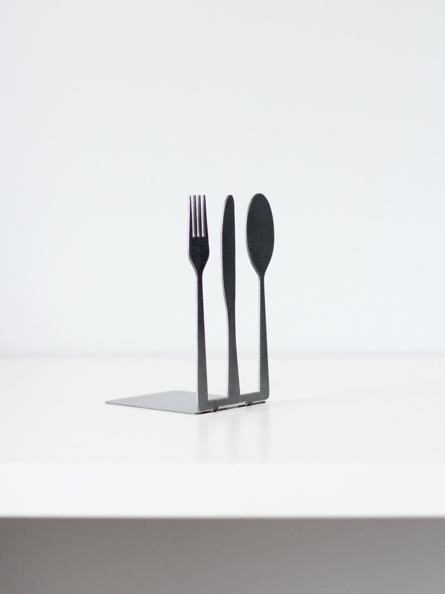 Fork Knife Spoon Kitchen Cookbook Bookend from Jubilee Trading Company