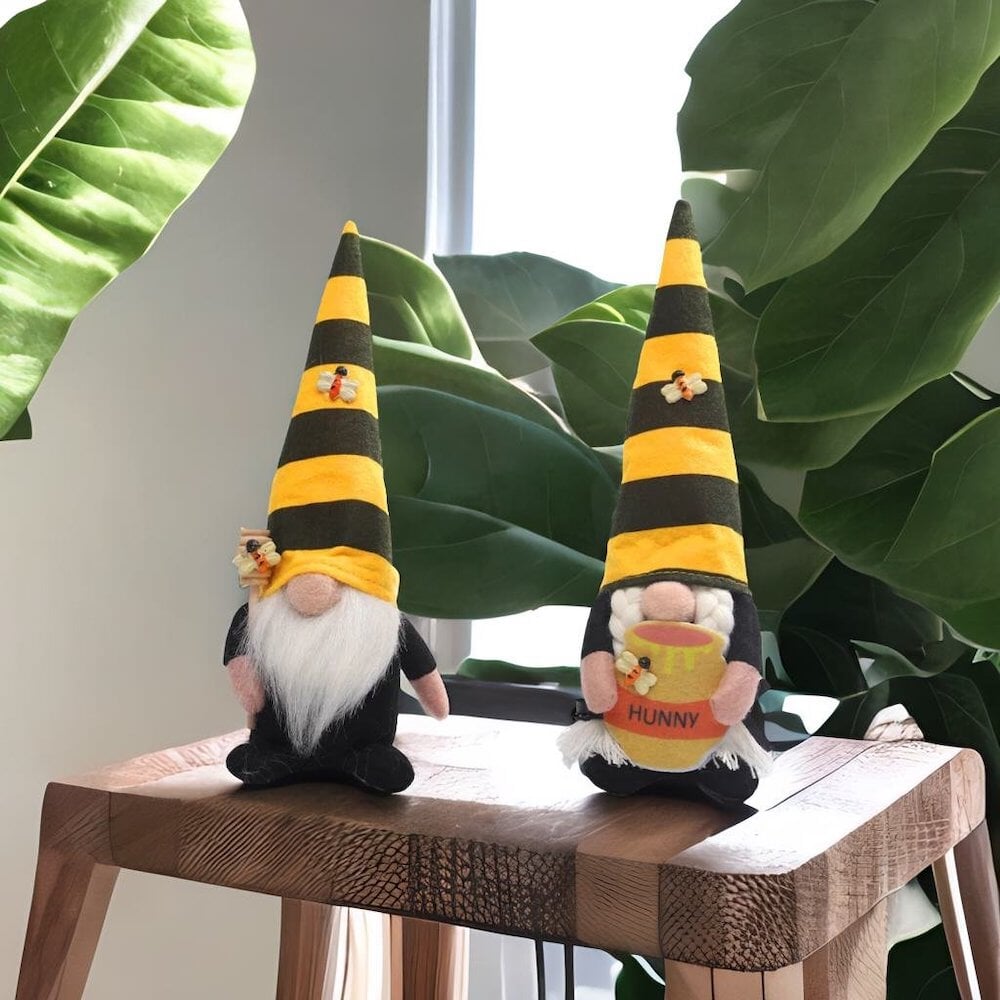 Bee and Honey Themed Gnomes, Plush Bumblebee Home Decor from OrnamentallyYou