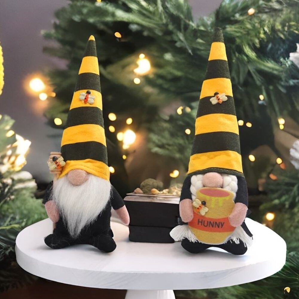 Bee and Honey Themed Gnomes, Plush Bumblebee Home Decor from OrnamentallyYou