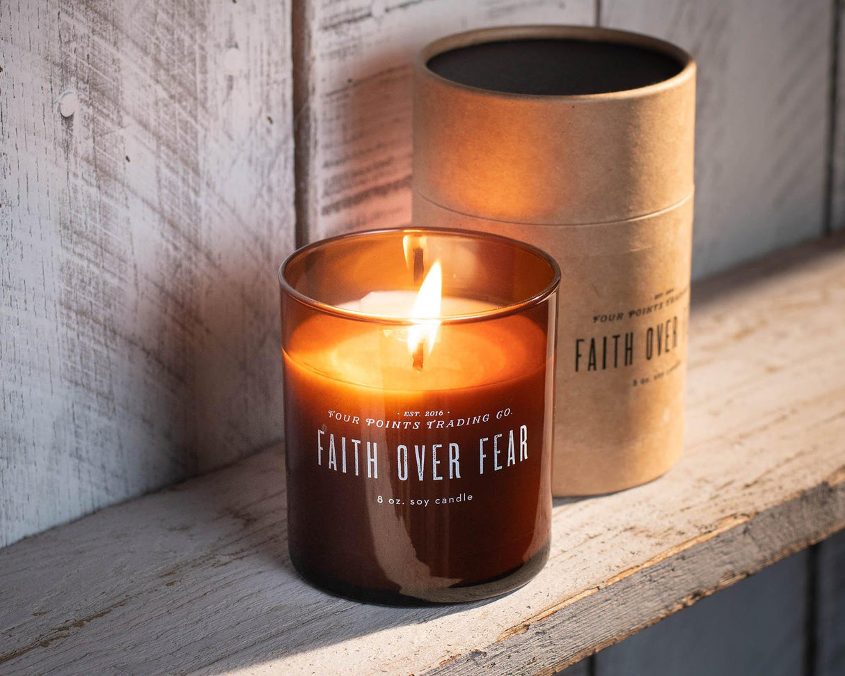 Faith Over Fear 8oz Soy Candle from Four Points Trading Co.