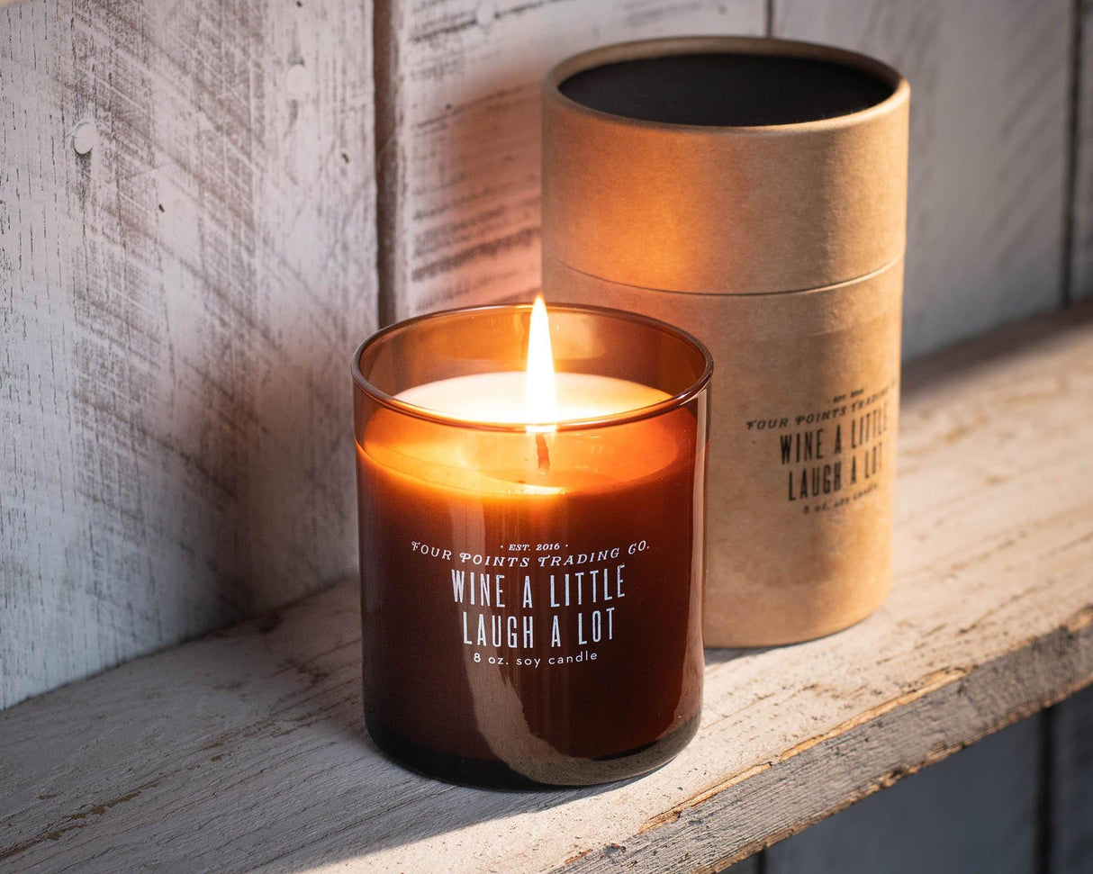 Wine A Little, Laugh A Lot 8oz Soy Candle from Four Points Trading Co.