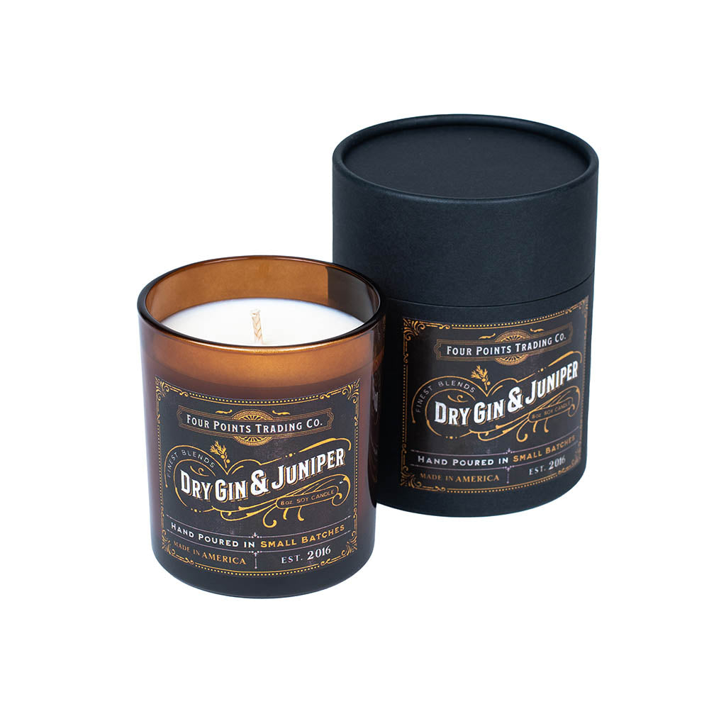 Dry Gin & Juniper 8oz Soy Candle from Four Points Trading Co.