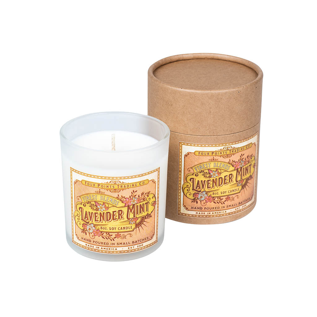 Lavender Mint 8oz Soy Candle from Four Points Trading Co.