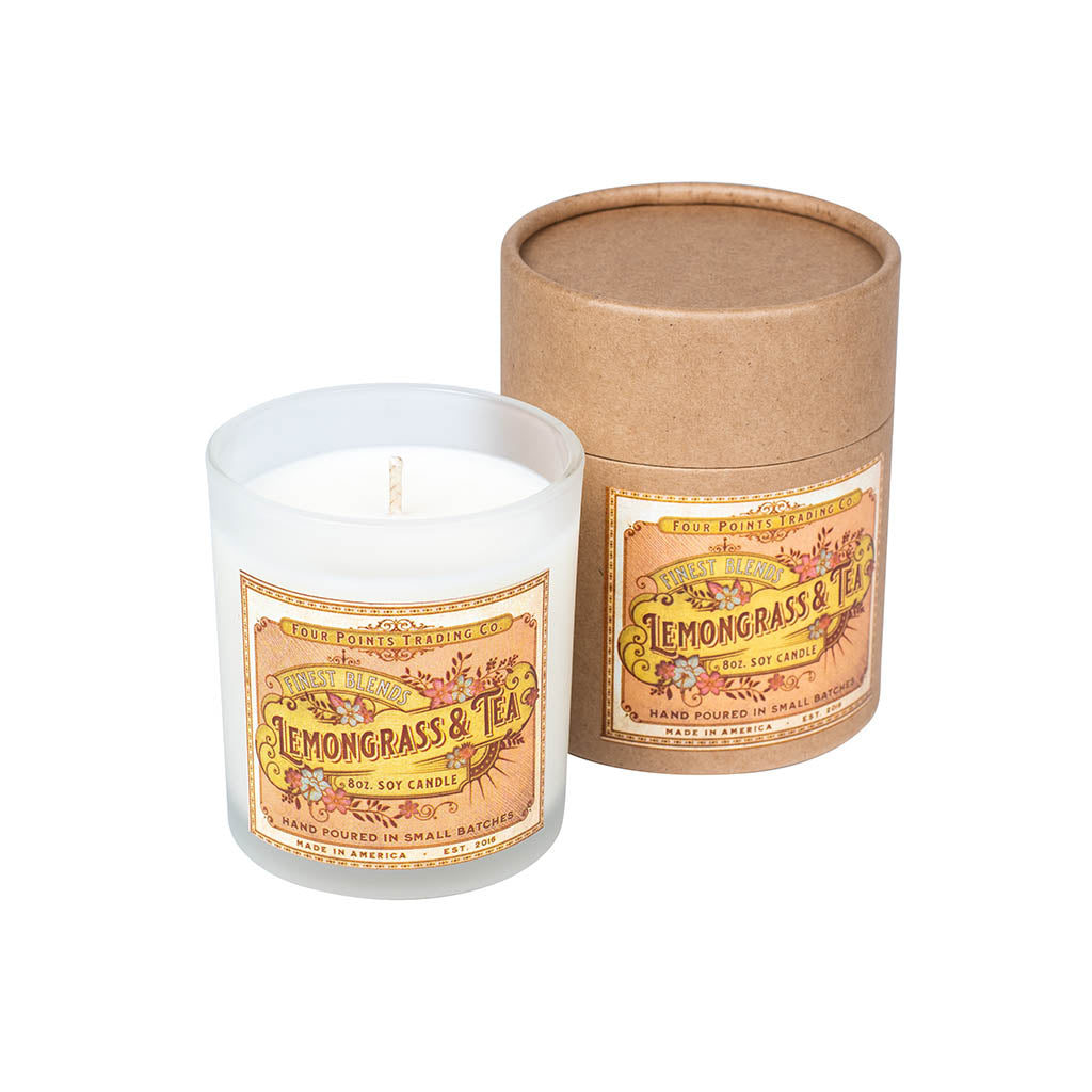 Lemongrass & Tea 8oz Soy Candle from Four Points Trading Co.
