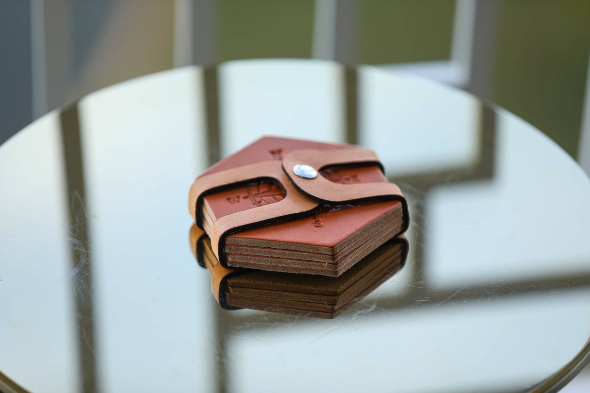 Leather Hexagon Coaster Set All for American from Lifetime Leather Co.