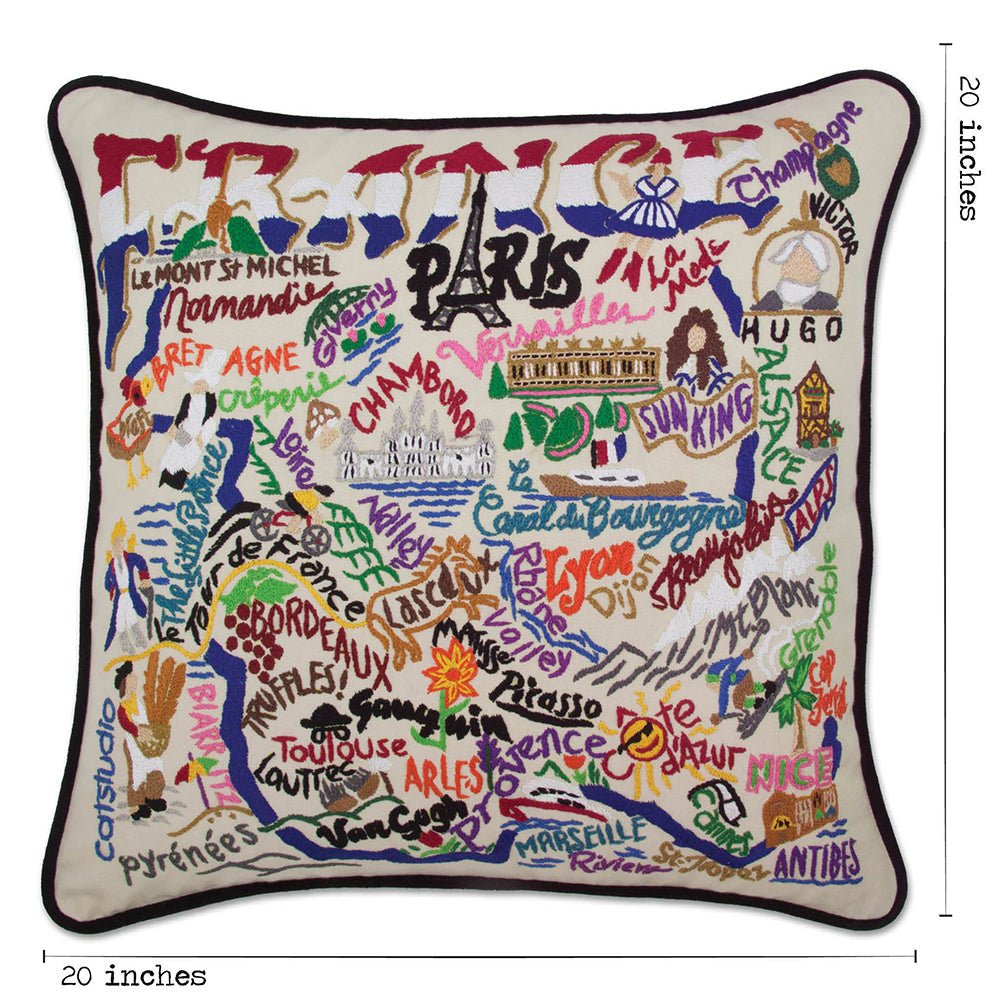 France Hand-Embroidered Pillow from Quirks!