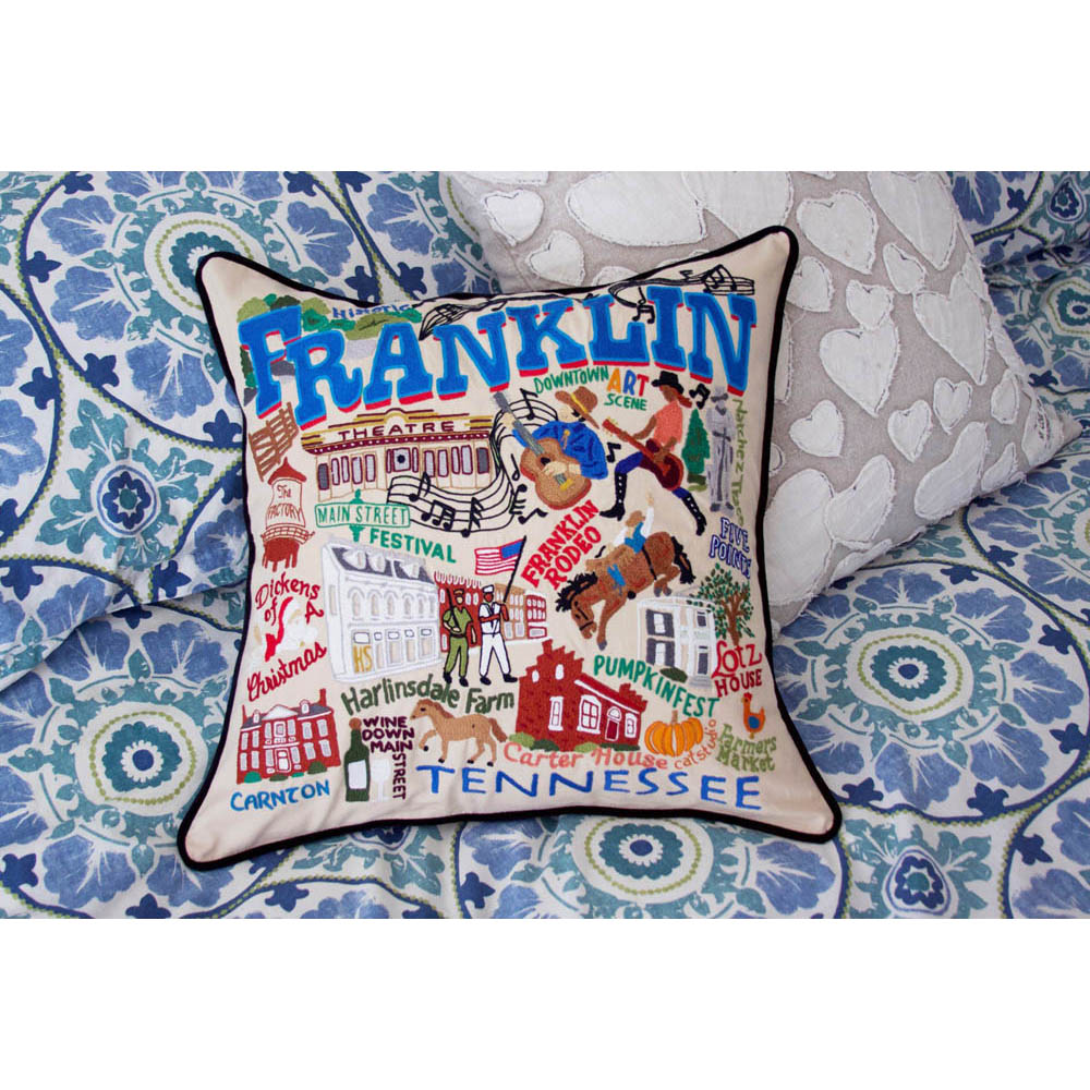 Franklin Hand-Embroidered Pillow by CatStudio from Quirks!