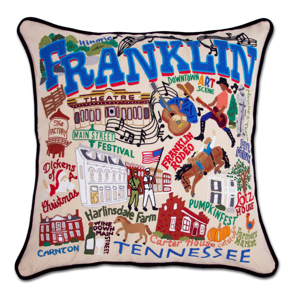 Franklin Hand-Embroidered Pillow by CatStudio from Quirks!