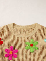 Beige Crochet Knit See-Through Tunic Top from MsDressly