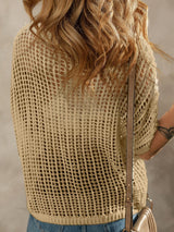 Beige Crochet Knit See-Through Tunic Top from MsDressly