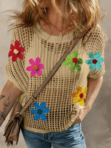 Beige Crochet Knit See-Through Tunic Top from MsDressly