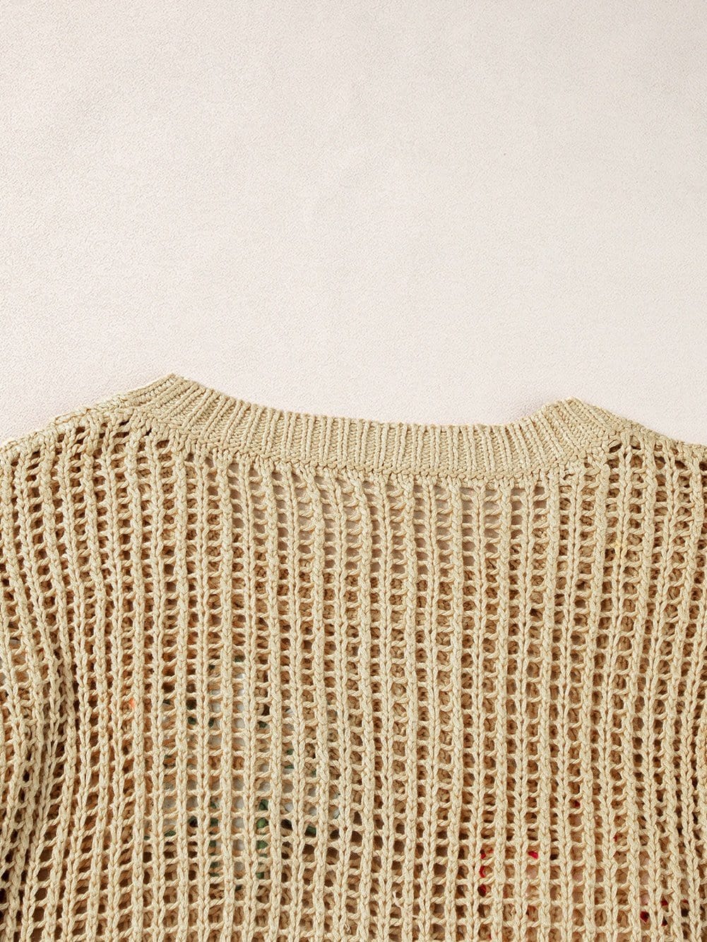 Beige Crochet Knit See-Through Tunic Top from MsDressly