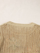 Beige Crochet Knit See-Through Tunic Top from MsDressly