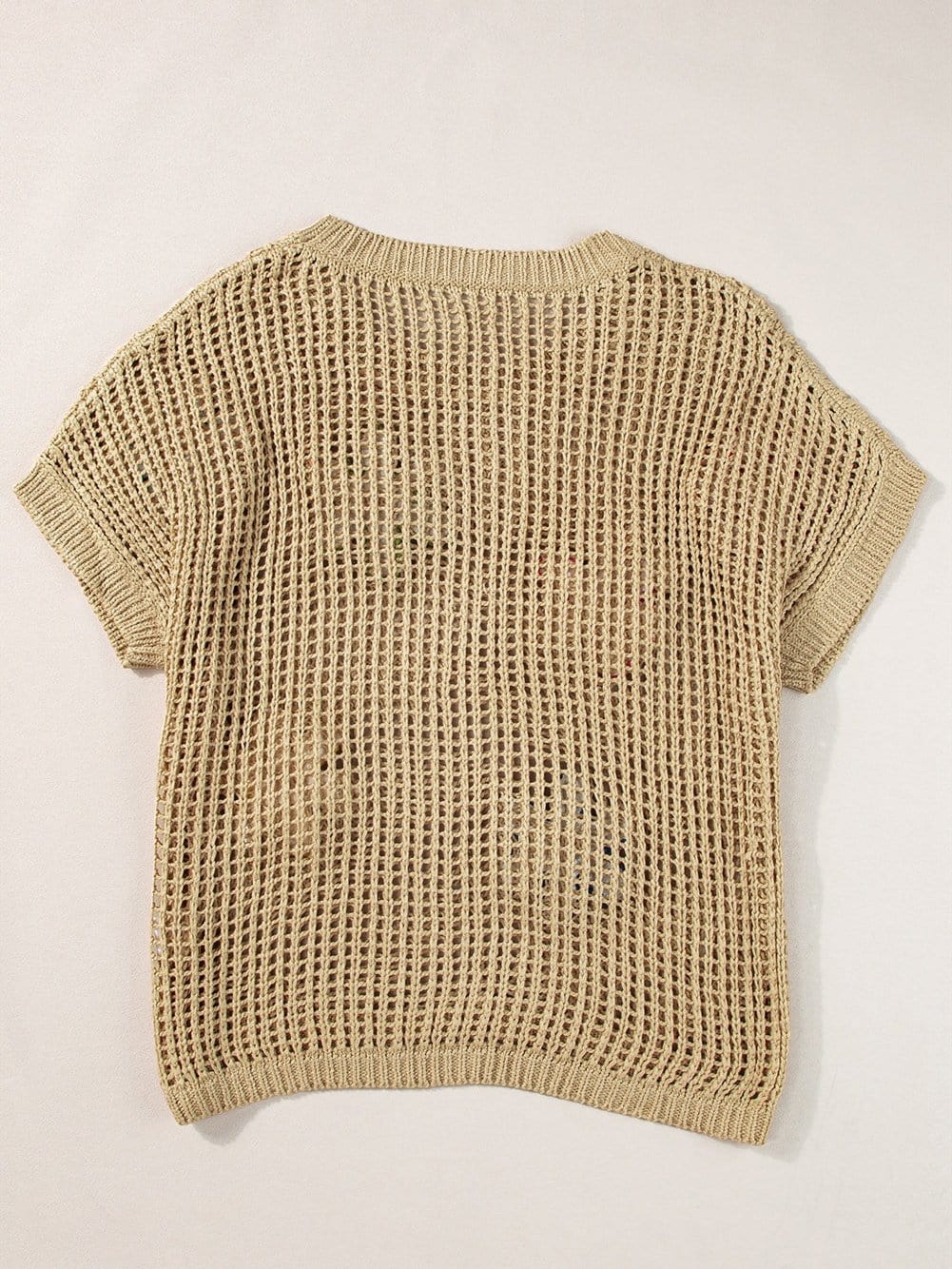 Beige Crochet Knit See-Through Tunic Top from MsDressly