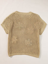 Beige Crochet Knit See-Through Tunic Top from MsDressly