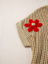 Beige Crochet Knit See-Through Tunic Top from MsDressly