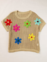 Beige Crochet Knit See-Through Tunic Top from MsDressly