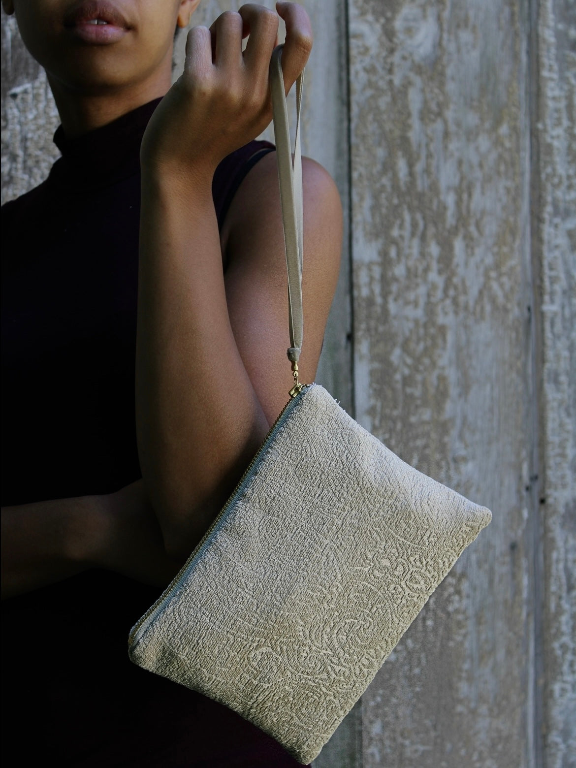French Cream Chenille Wristlet Purse from Ash & Rose