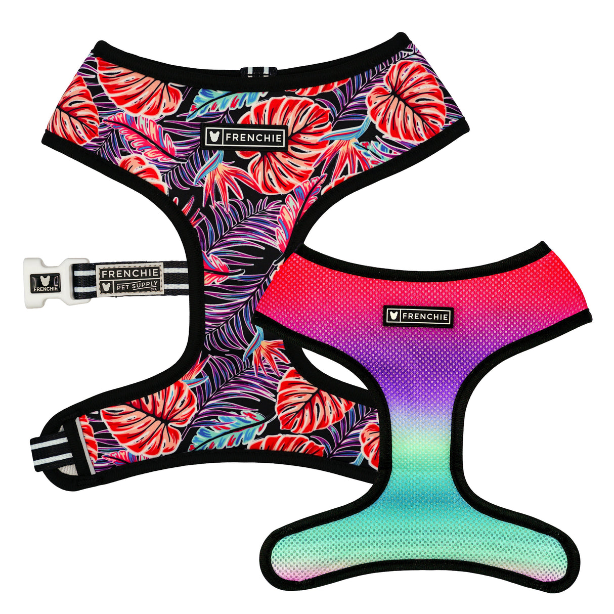 Frenchie Duo Reversible Harness - Tropical Palms from Frenchie Bulldog