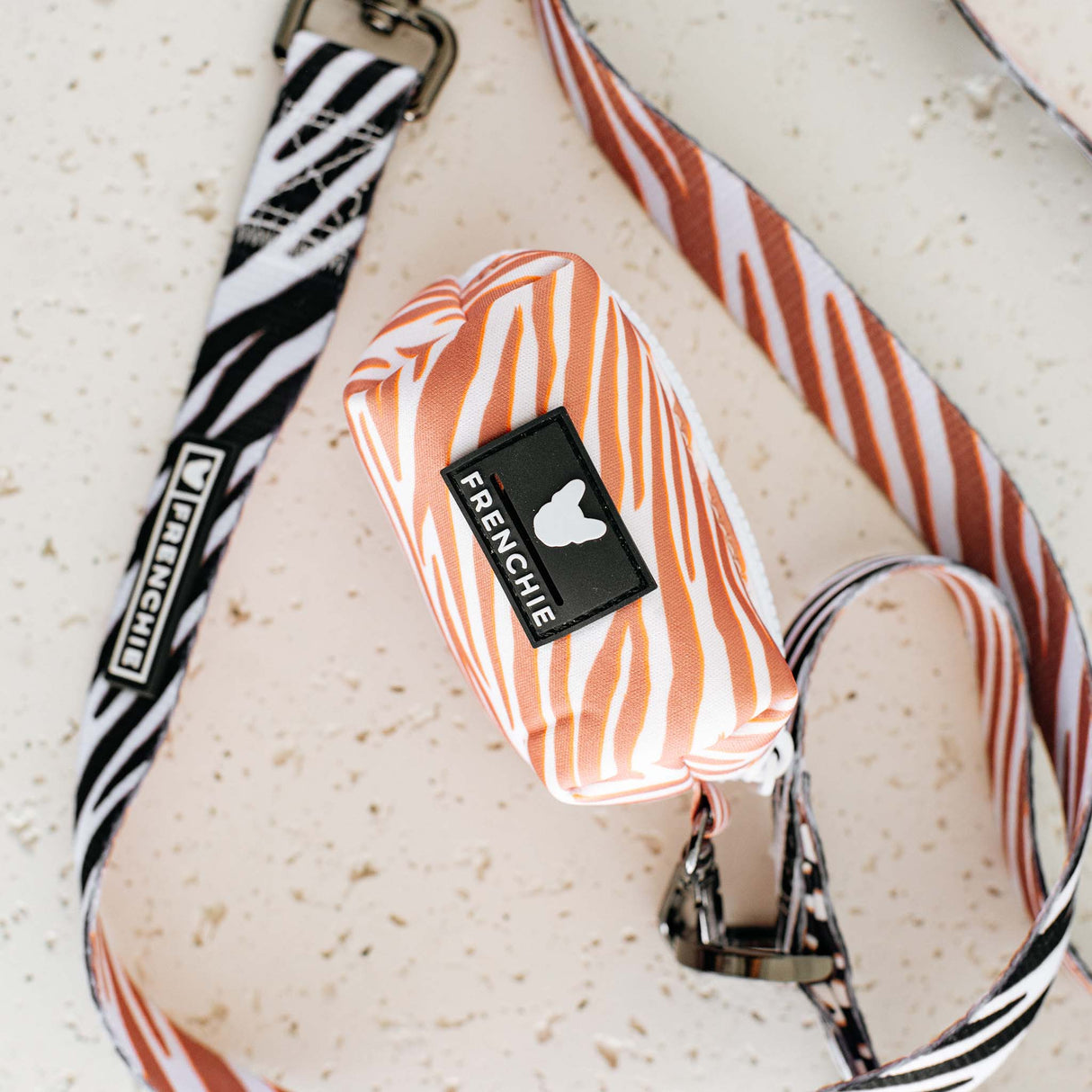 Frenchie Poo Bag Holder - Beige Zebra from Frenchie Bulldog