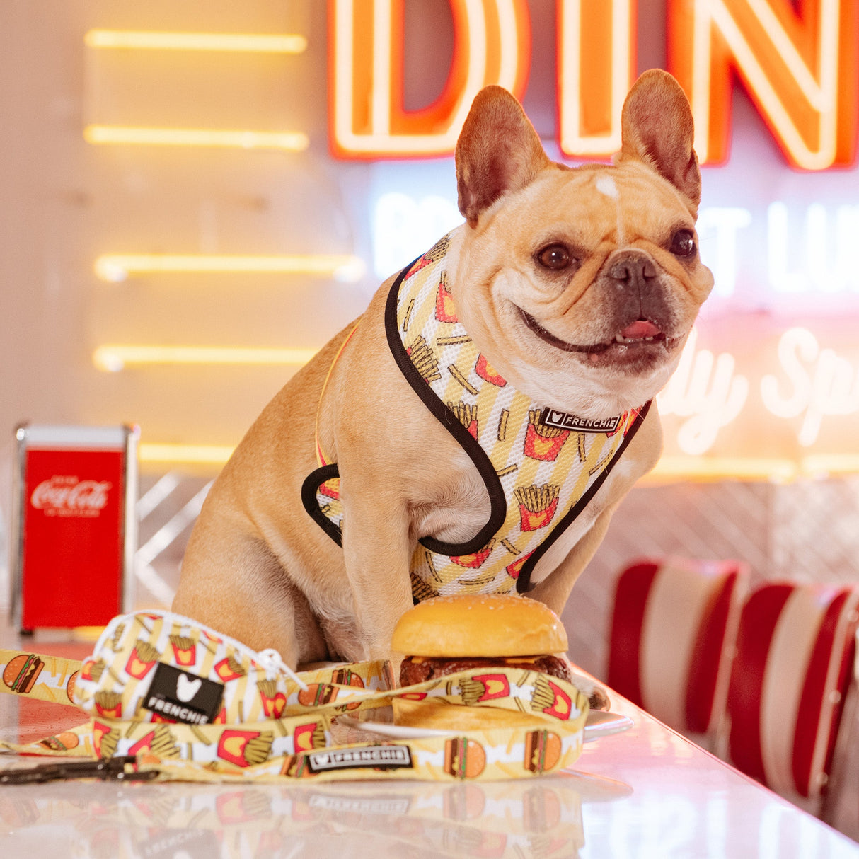 Frenchie Duo Reversible Harness - Burger N Fries from Frenchie Bulldog