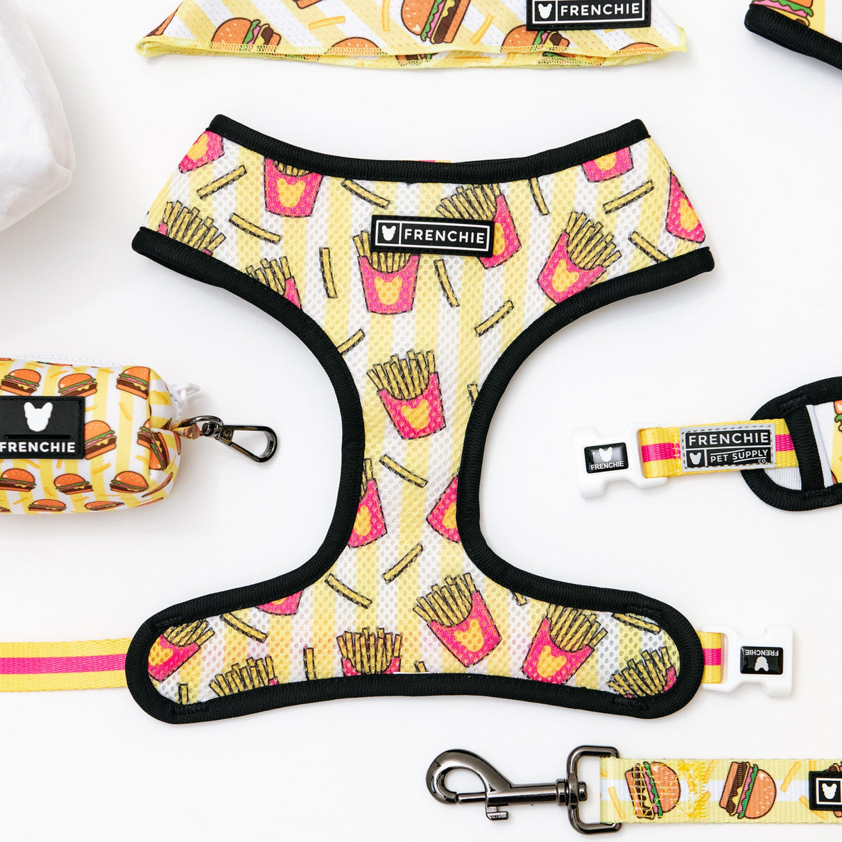 Frenchie Duo Reversible Harness - Burger N Fries from Frenchie Bulldog