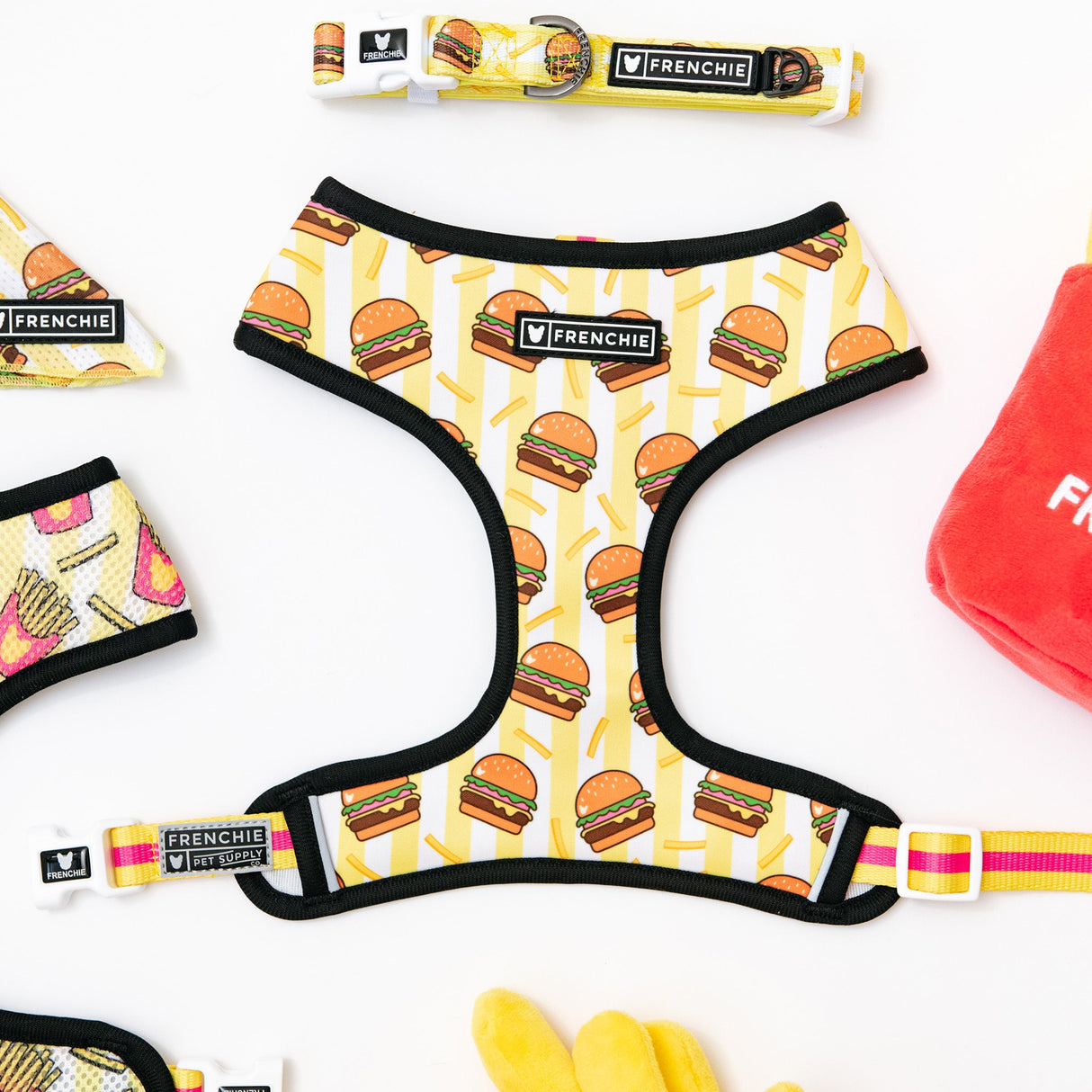 Frenchie Duo Reversible Harness - Burger N Fries from Frenchie Bulldog