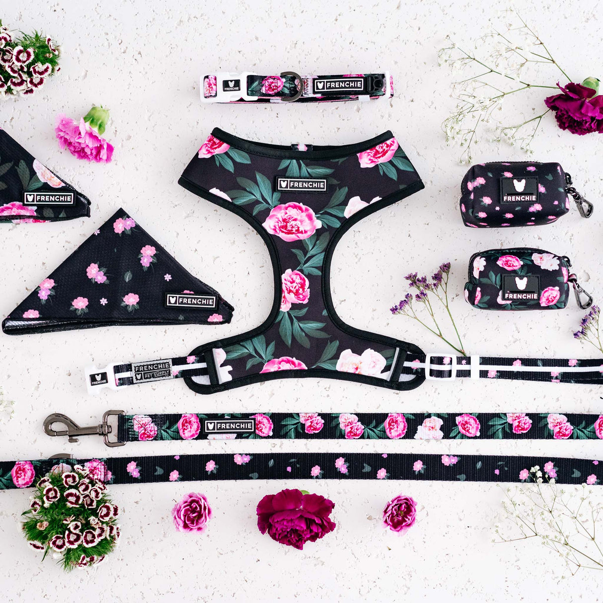 Frenchie Strap Harness - Moody Floral from Frenchie Bulldog