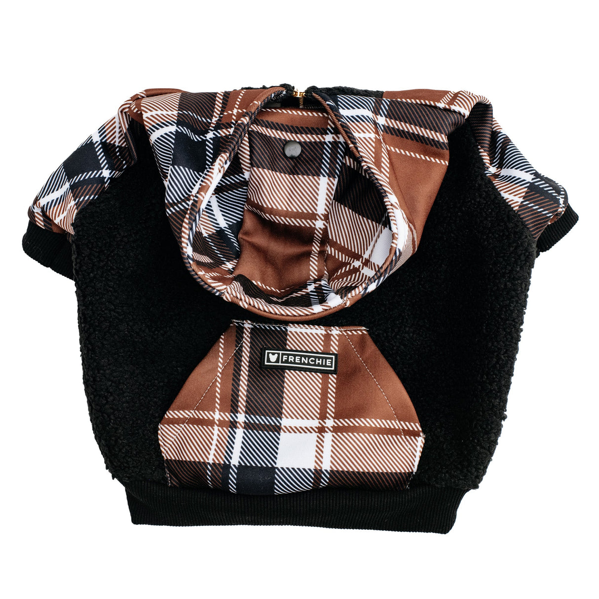 Frenchie Dog Hoodie - Cocoa Plaid from Frenchie Bulldog