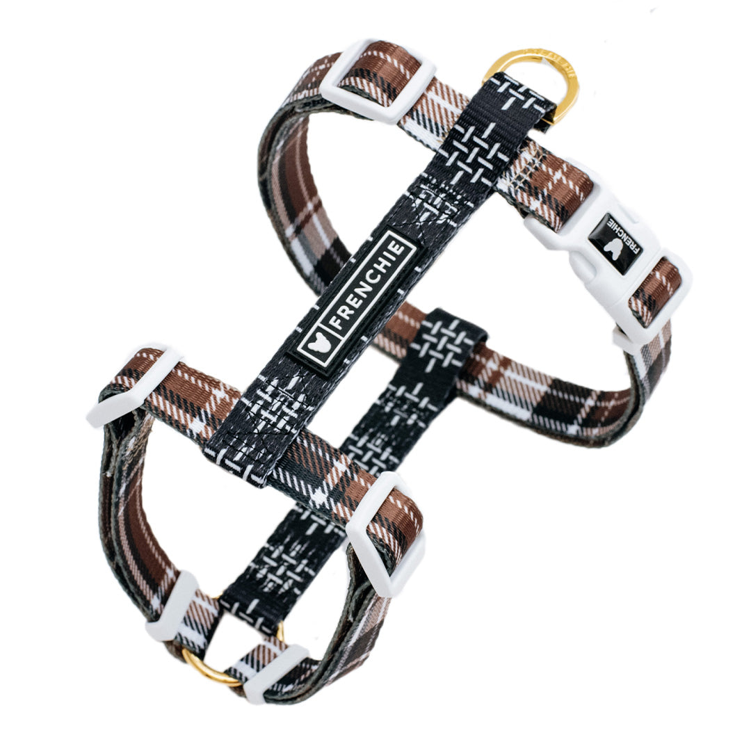 Frenchie Strap Harness - Cocoa Plaid from Frenchie Bulldog