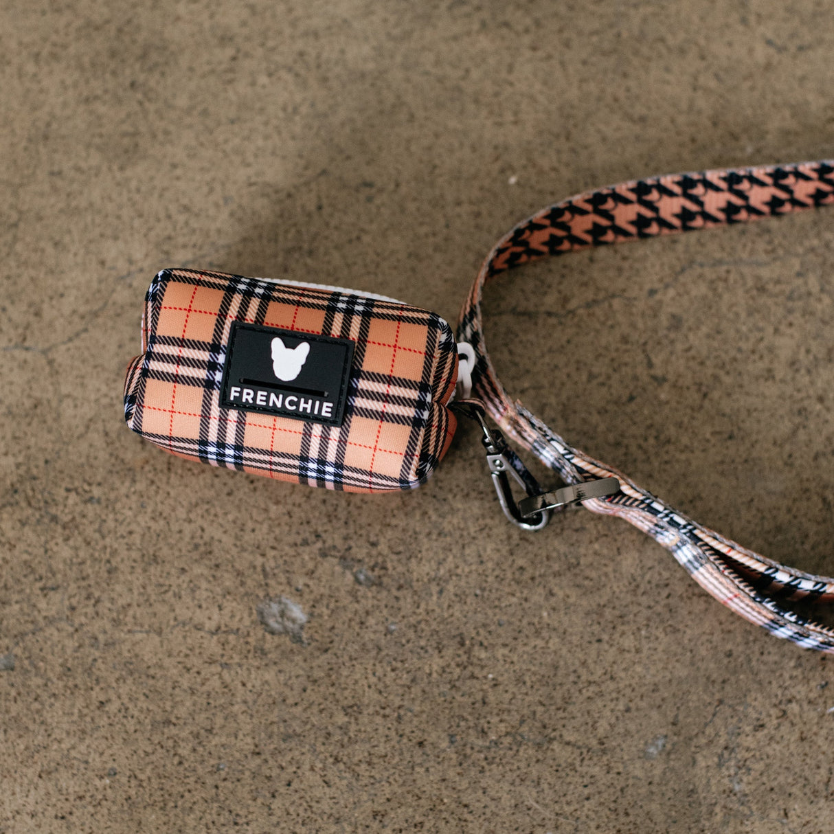 Frenchie Poo Bag Holder - Tan Tartan from Frenchie Bulldog
