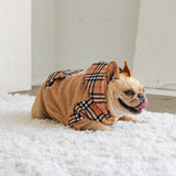 Frenchie Dog Hoodie - Tan Tartan from Frenchie Bulldog