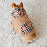 Frenchie Dog Hoodie - Tan Tartan from Frenchie Bulldog